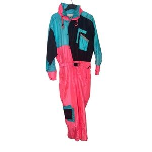 VTG Nils Neon One Piece Ski Suit Snow Suit Apres Bib Bright Colors Unisex Sz L
